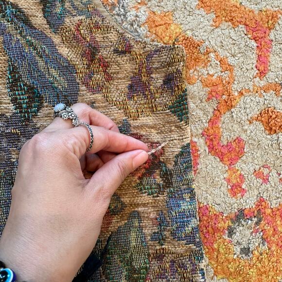 VTG VRG SPORT Floral Tapestry Vest Size L Indie Eclectic Hipster Casual Grandma - Picture 4 of 8